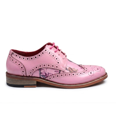 Pink floral wingtip brogues