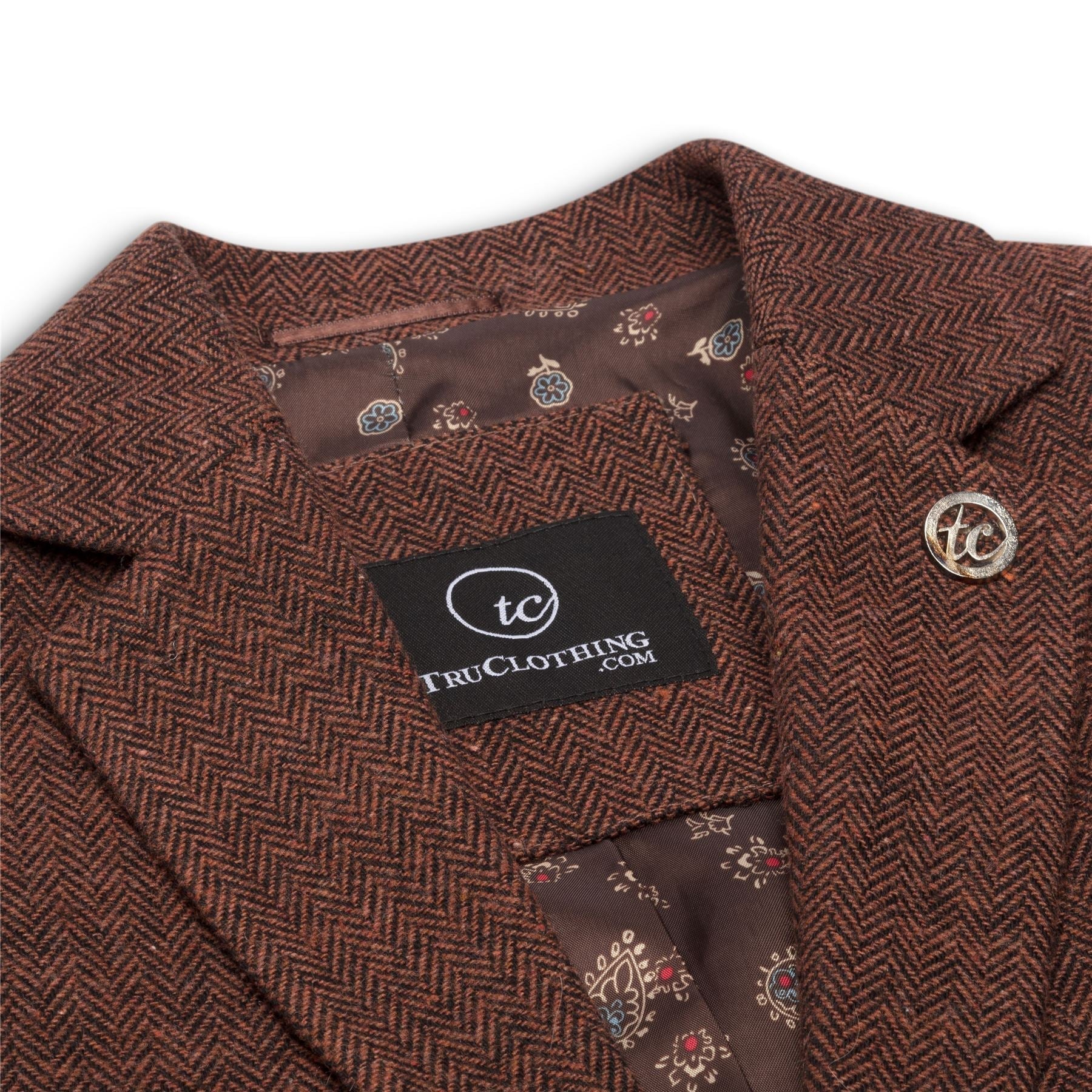 WS-12 - Women's Tweed Suit Blazer Herringbone Wool Rust Brown