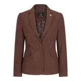 WS-12 - Women's Tweed Suit Blazer Herringbone Wool Rust Brown