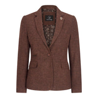 WS-12 - Women's Tweed Suit Blazer Herringbone Wool Rust Brown