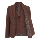 WS-12 - Women's Tweed Suit Blazer Herringbone Wool Rust Brown