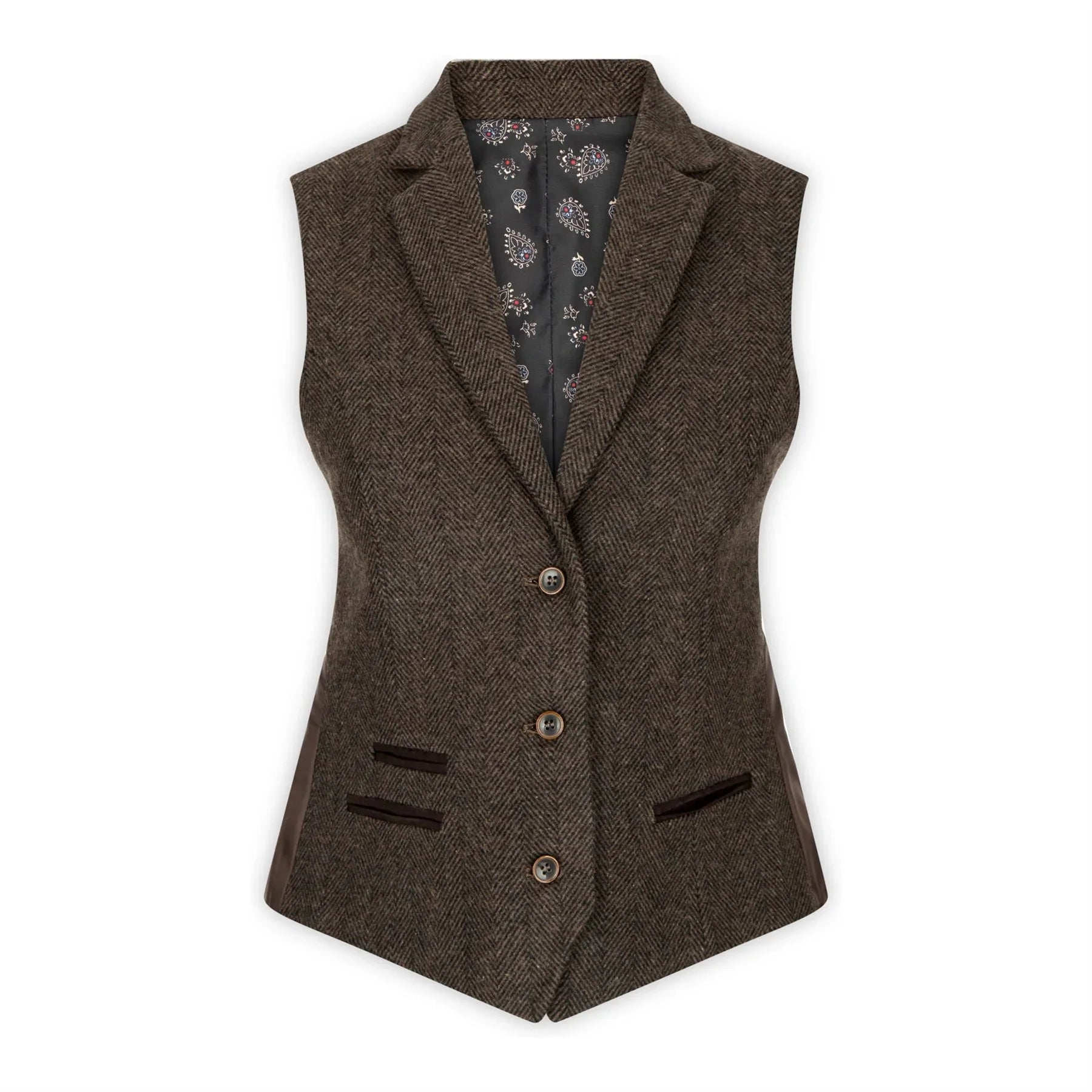 TruClothing Women's Tweed Herringbone Blazer – Navy Blue, 1920s Vintage Style Waistcoat Jacket