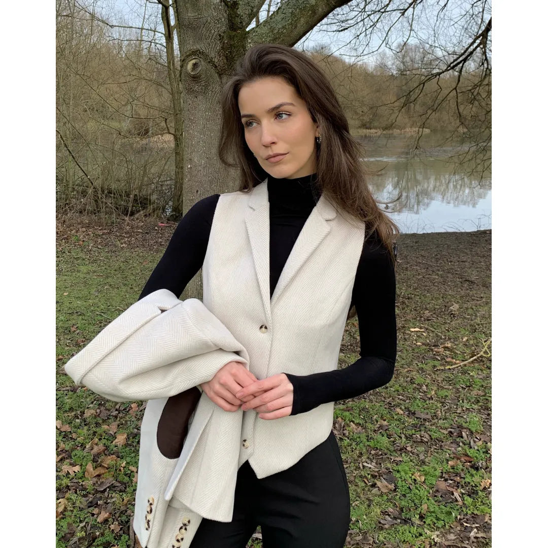 WSN15 - Women's Cream Wool Blend Tweed Waistcoat