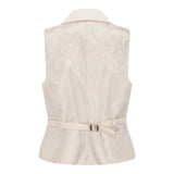 WSN15 - Women's Cream Wool Blend Tweed Waistcoat
