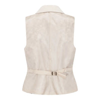 WSN15 - Women's Cream Wool Blend Tweed Waistcoat