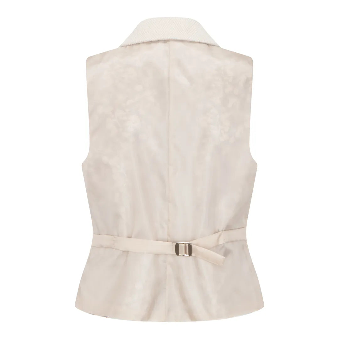 WSN15 - Women's Cream Wool Blend Tweed Waistcoat