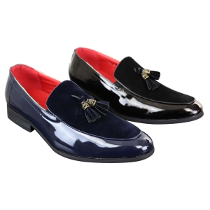 Men’s Faux Patend and Suede Leather Loafers