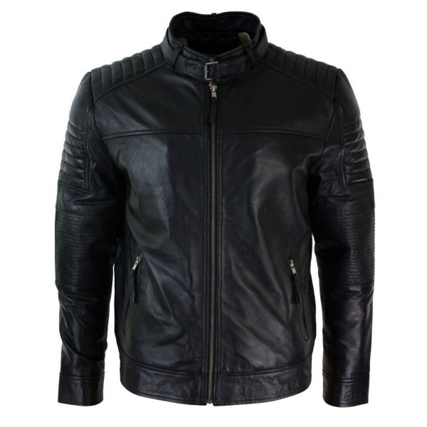 Genuine Real Leather Black Biker Mens Jacket Retro Vintage Tailored Fit UK