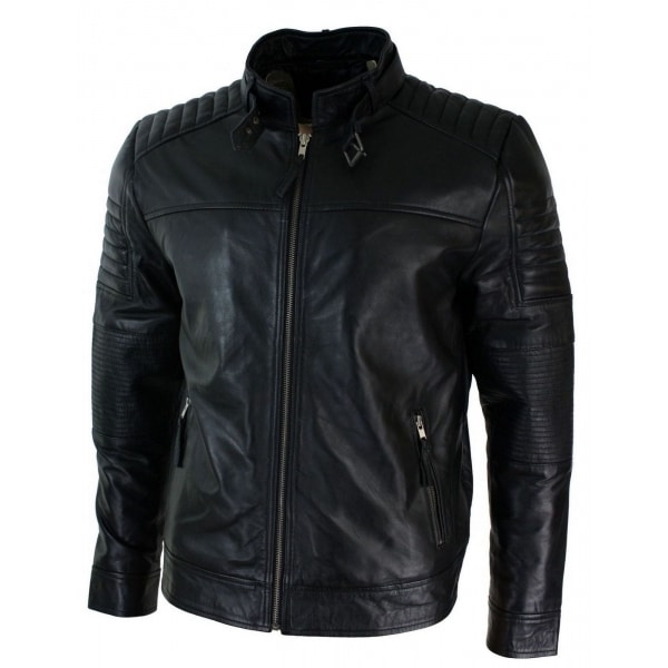 Genuine Real Leather Black Biker Mens Jacket Retro Vintage Tailored Fit ...