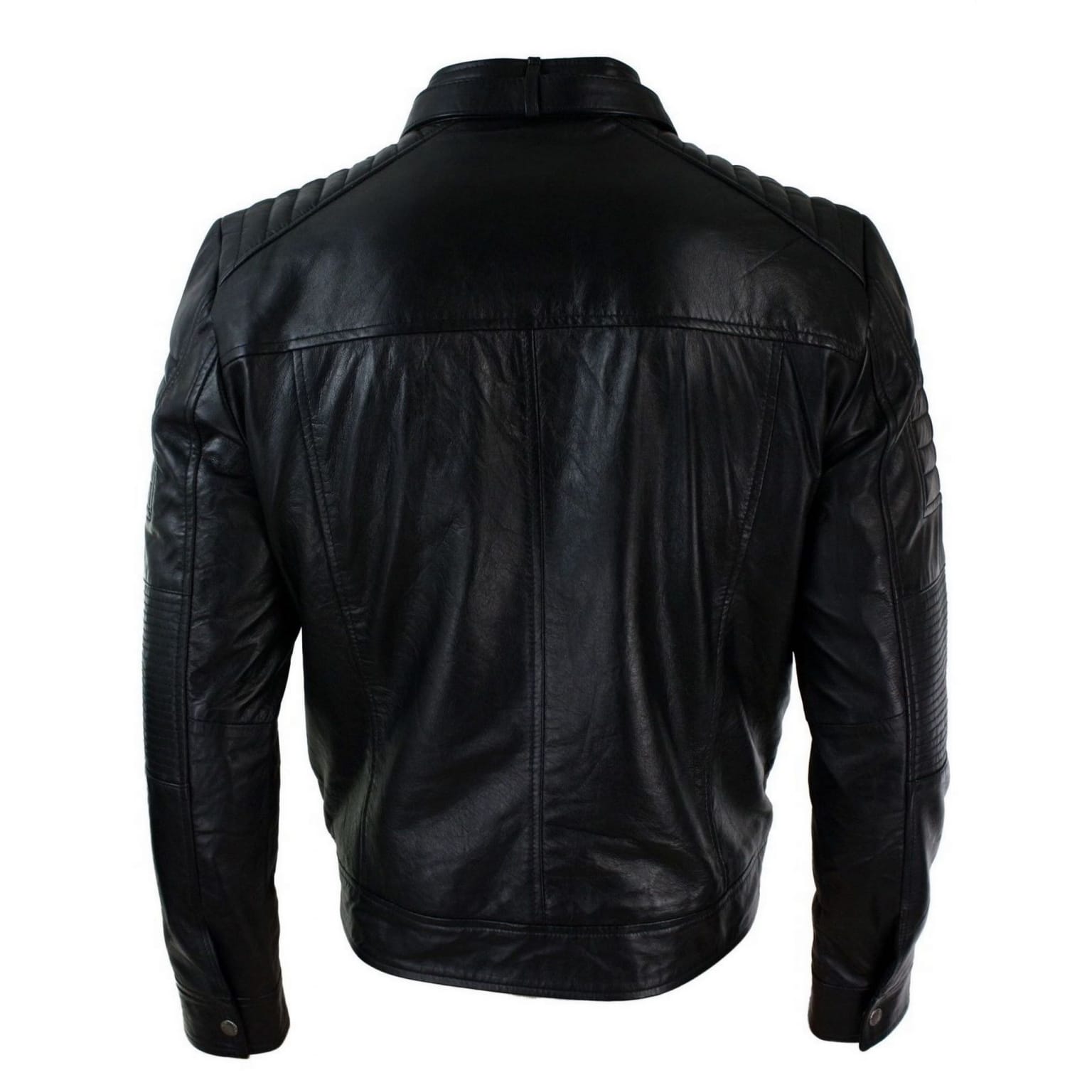 Genuine Real Leather Black Biker Mens Jacket Retro Vintage Tailored Fit ...