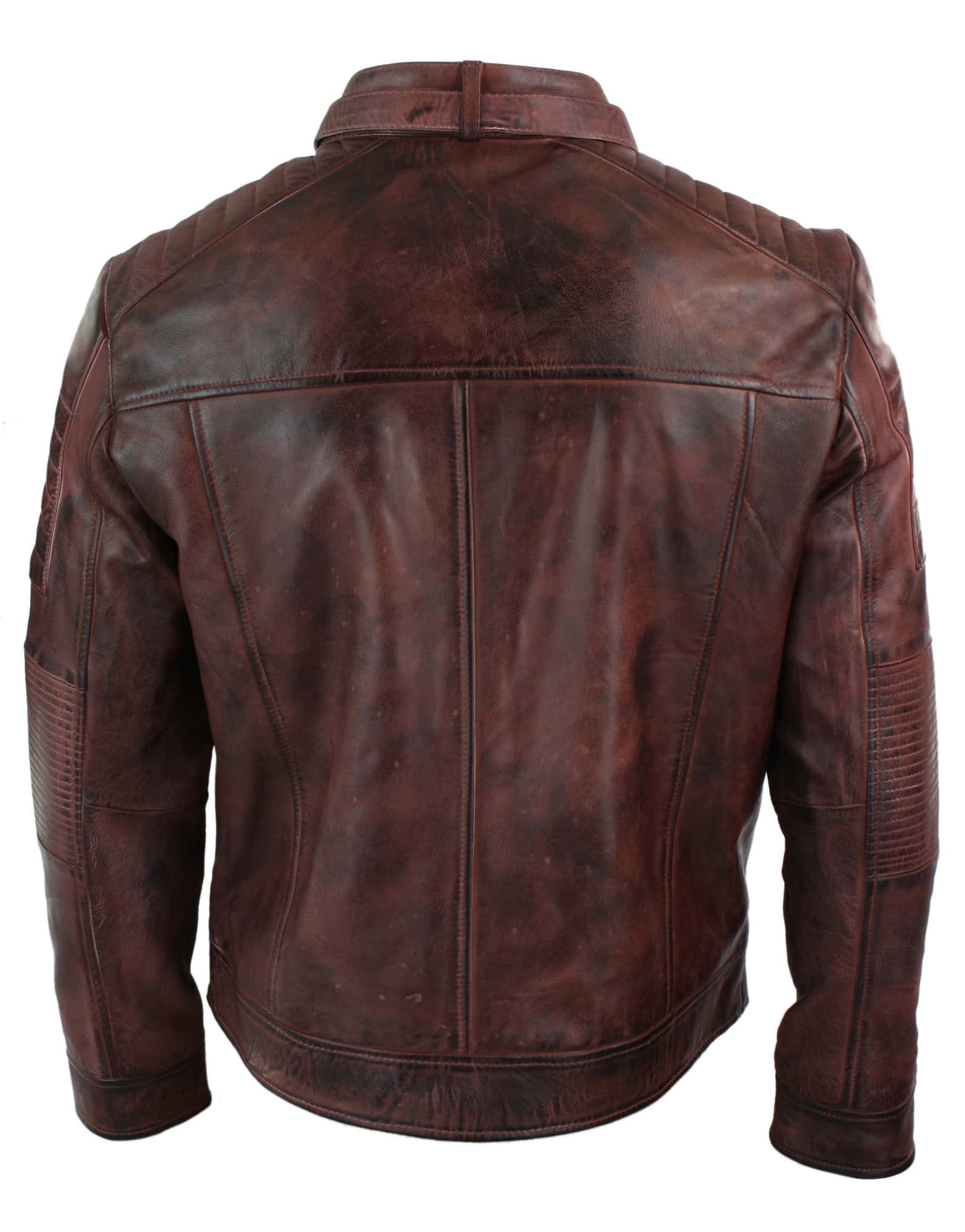 Real Leather Genuine Black Biker Mens Jacket Retro Vintage Tailored Fit ...