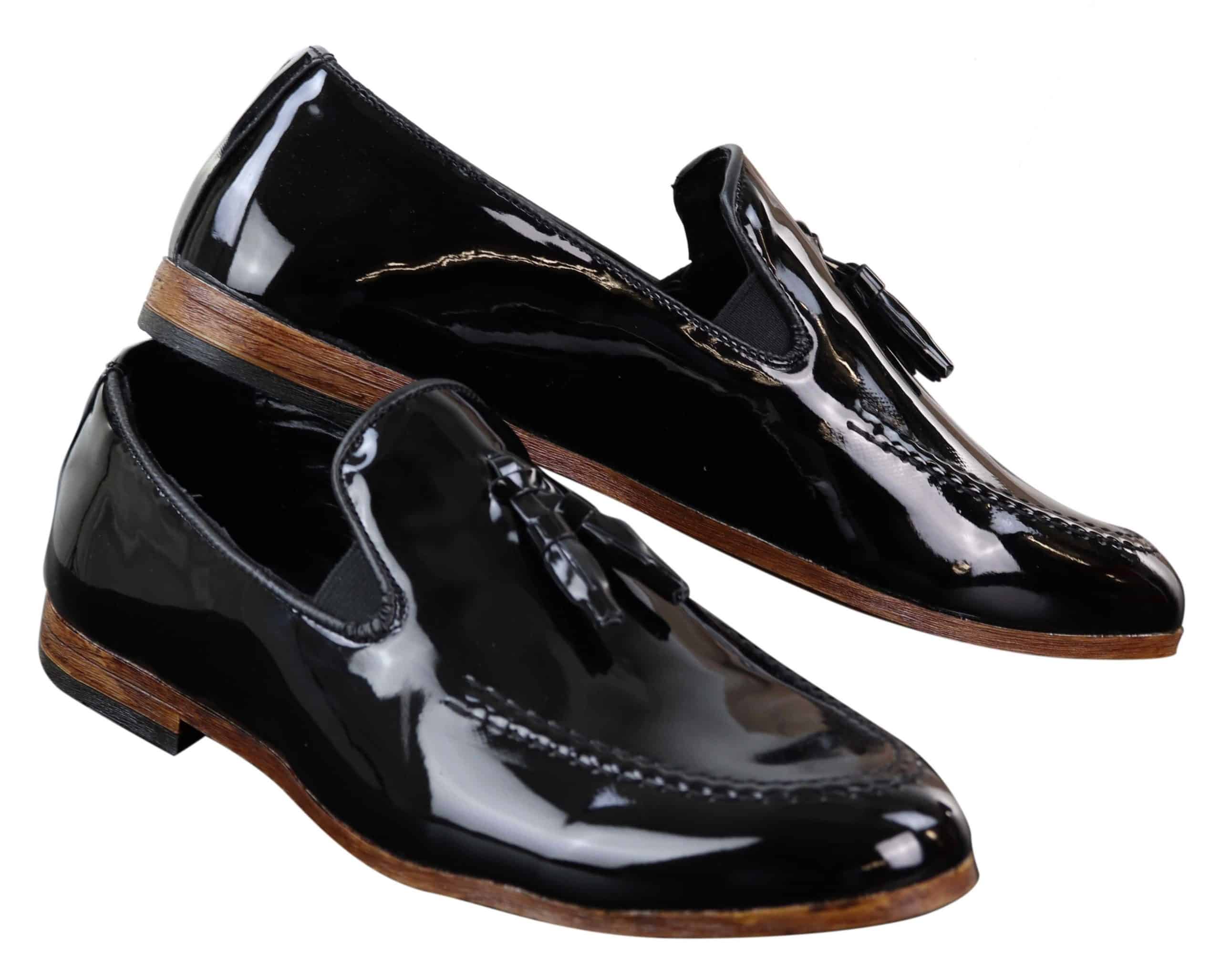 Mens Patent Black Tassel Shoes: Buy Online - Happy Gentleman