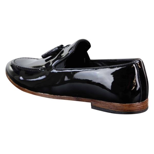 Mens Patent Black Tassel Shoes