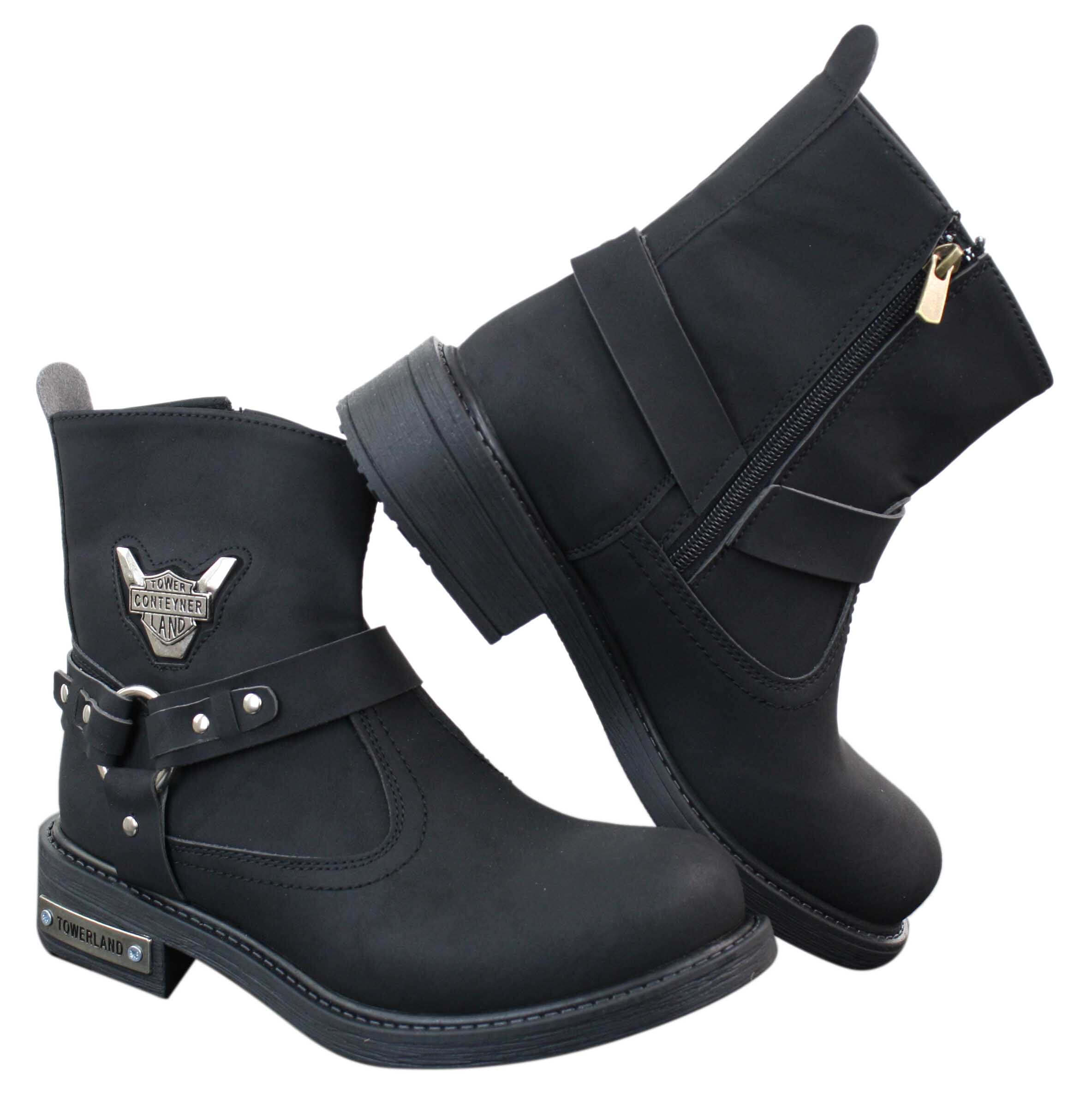 Mens Cowboy Motorcycle Riding Boots Nubuck PU Leather: Buy Online