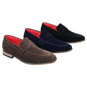 Fiorello 1807 – Mens Suede Faux Slip Onl Shoes Italian Design Classic Loafers