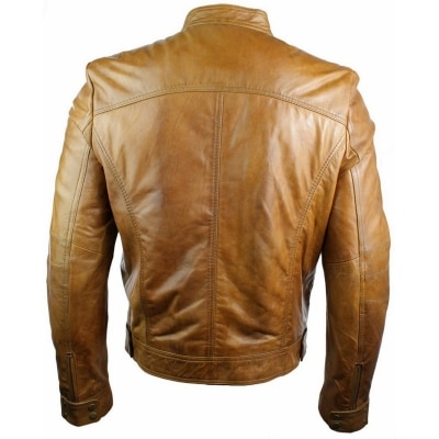 Real Leather Black Zipped Slim Fit Mens Biker Jacket Retro Vintage ...