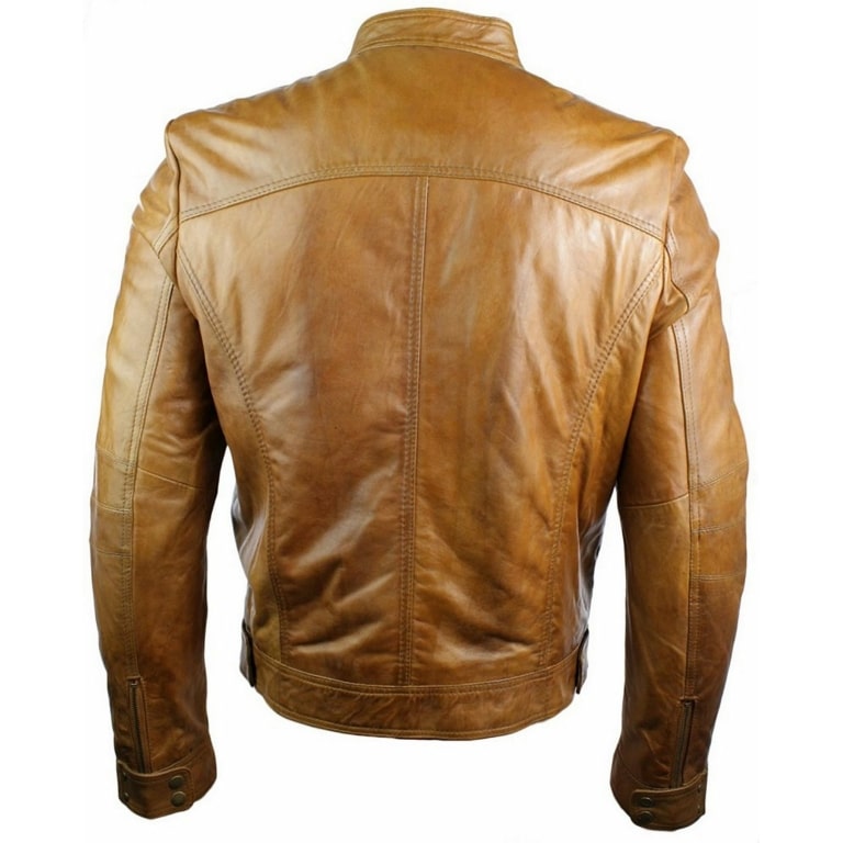 Real Leather Black Zipped Slim Fit Mens Biker Jacket Retro Vintage ...