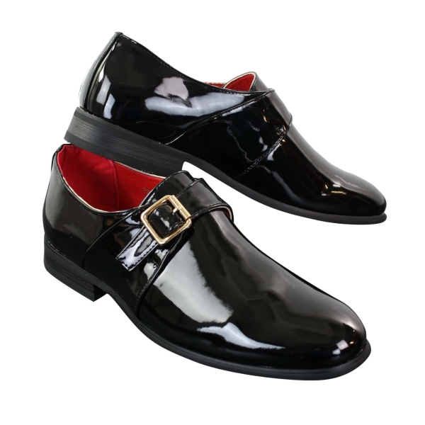 Fiorello 2322 - Mens Patent Buckle Slip On Shiny Shoes Smart Casual Formal Italian Design