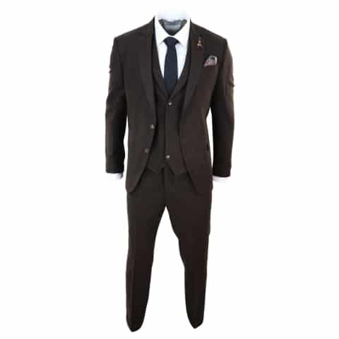 Brown Herringbone Tweed 3 Piece Suit: Buy Online - Happy Gentleman