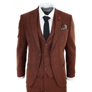 Rust Herringbone Tweed 3 Piece Suit
