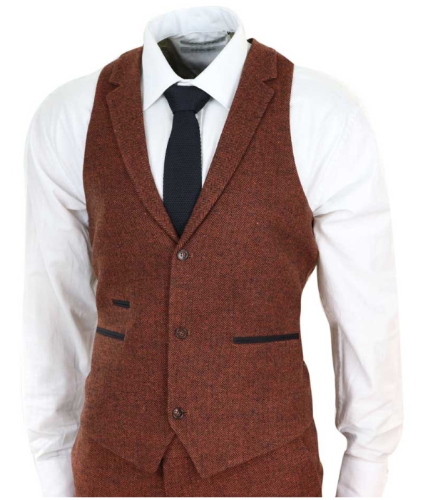 Rust Herringbone Tweed 3 Piece Suit