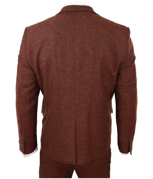 Rust Herringbone Tweed 3 Piece Suit