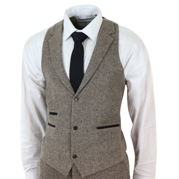 Oak-Brown Herringbone Tweed 3 Piece Suit