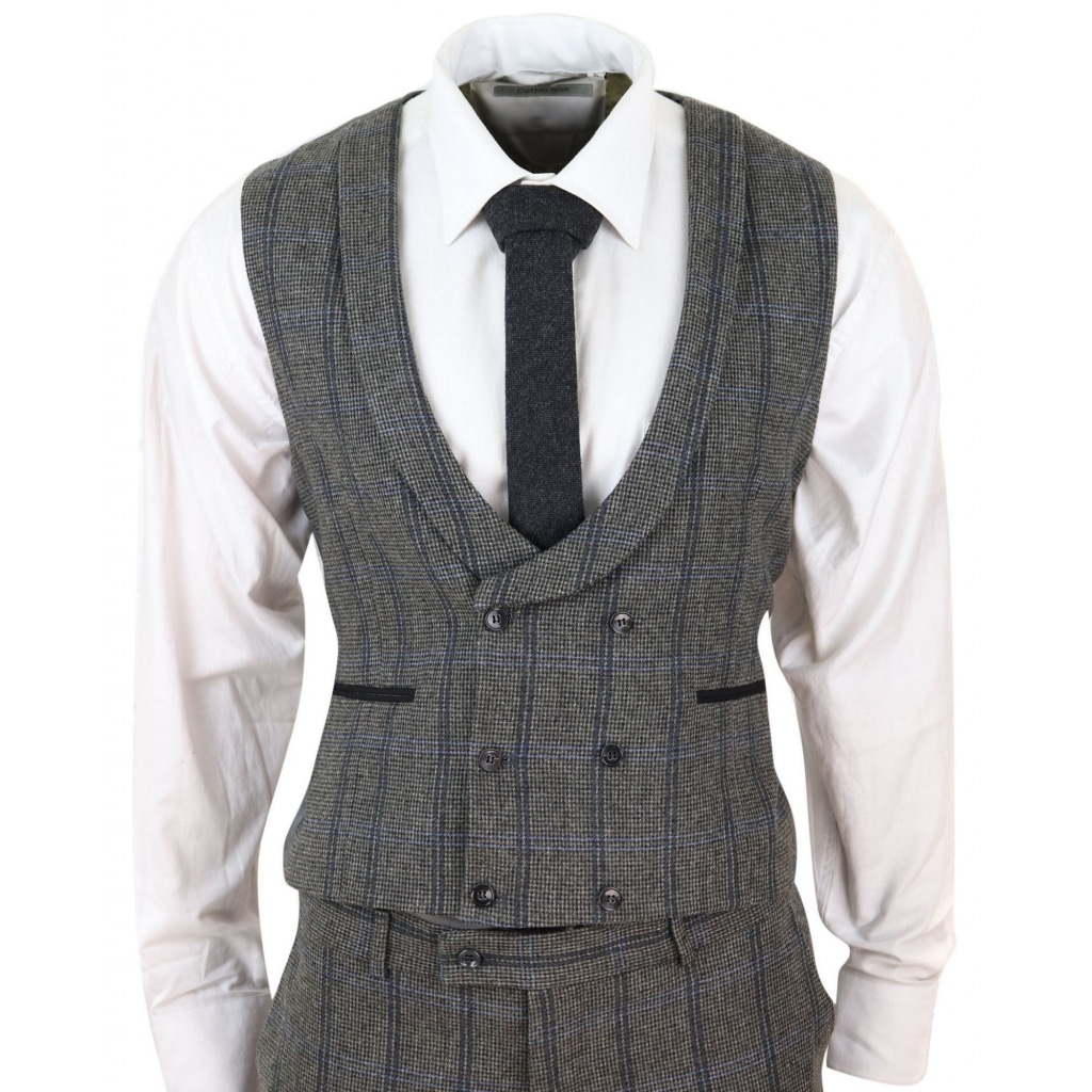 Grey Check 3 Piece Tweed Suit: Buy Online - Happy Gentleman