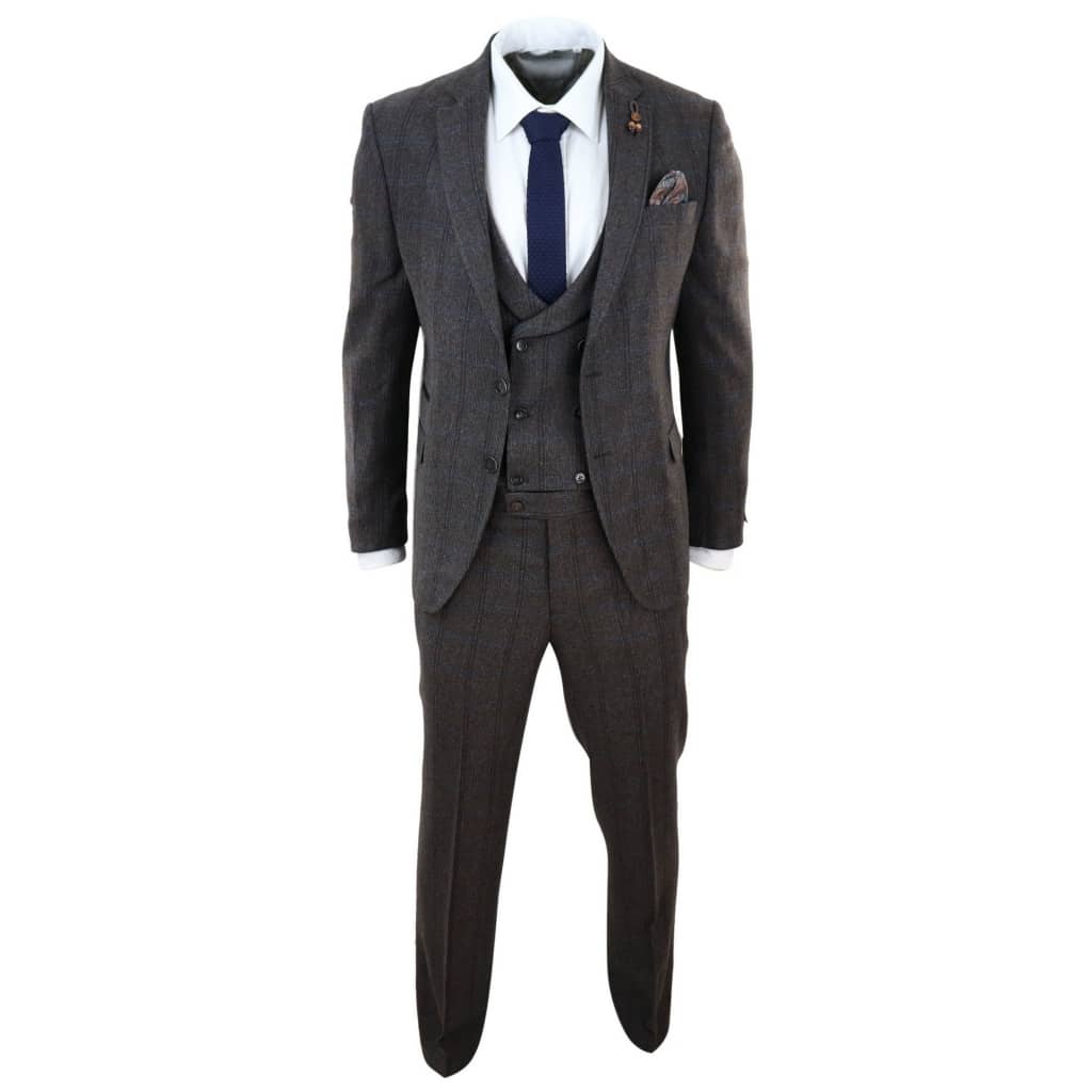 Brown Check 3 Piece Tweed Suit: Buy Online - Happy Gentleman