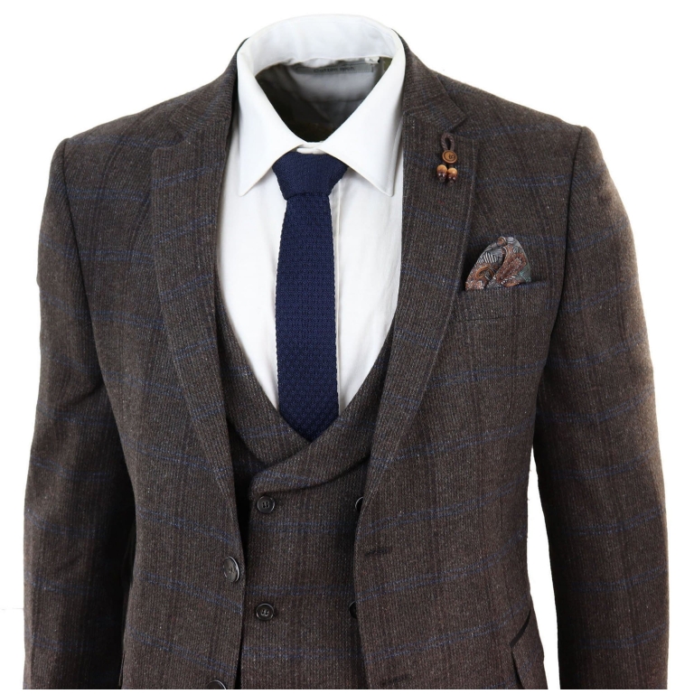 Brown Check 3 Piece Tweed Suit: Buy Online - Happy Gentleman United States