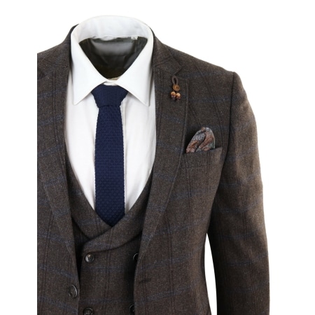 Brown Check 3 Piece Tweed Suit: Buy Online - Happy Gentleman