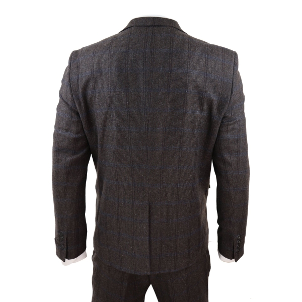 Brown Check 3 Piece Tweed Suit