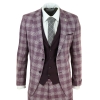 Mens 3 Piece Plum/Purple Check 3 Piece Suit