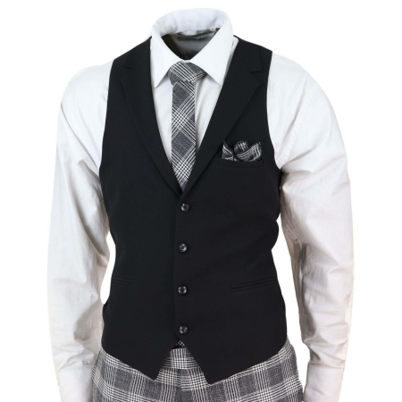 Mens Grey - Black Check 3 Piece Suit: Buy Online - Happy Gentleman