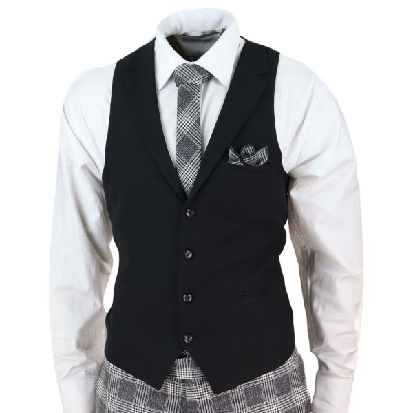Mens Grey - Black Check 3 Piece Suit