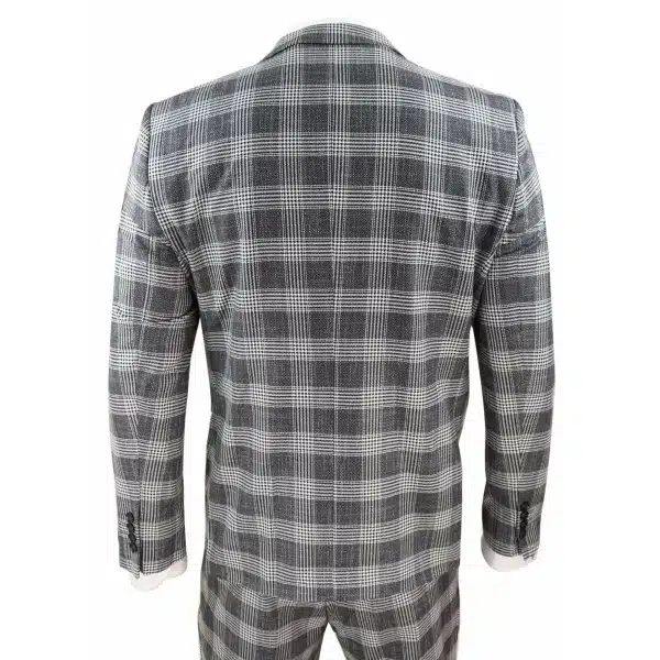 Mens Grey - Black Check 3 Piece Suit