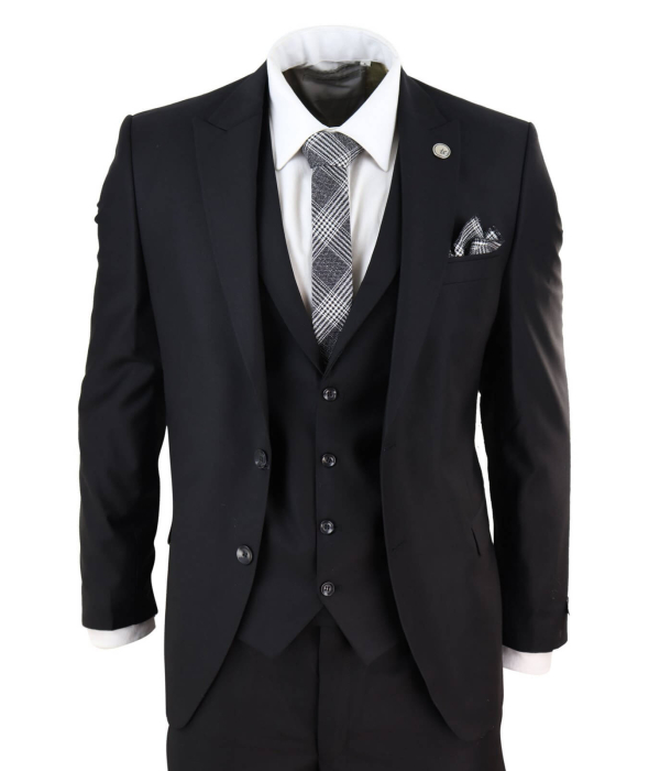 Mens Classic Black 3 Piece Suit: Buy Online - Happy Gentleman