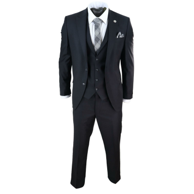 Mens Classic Black 3 Piece Suit: Buy Online - Happy Gentleman