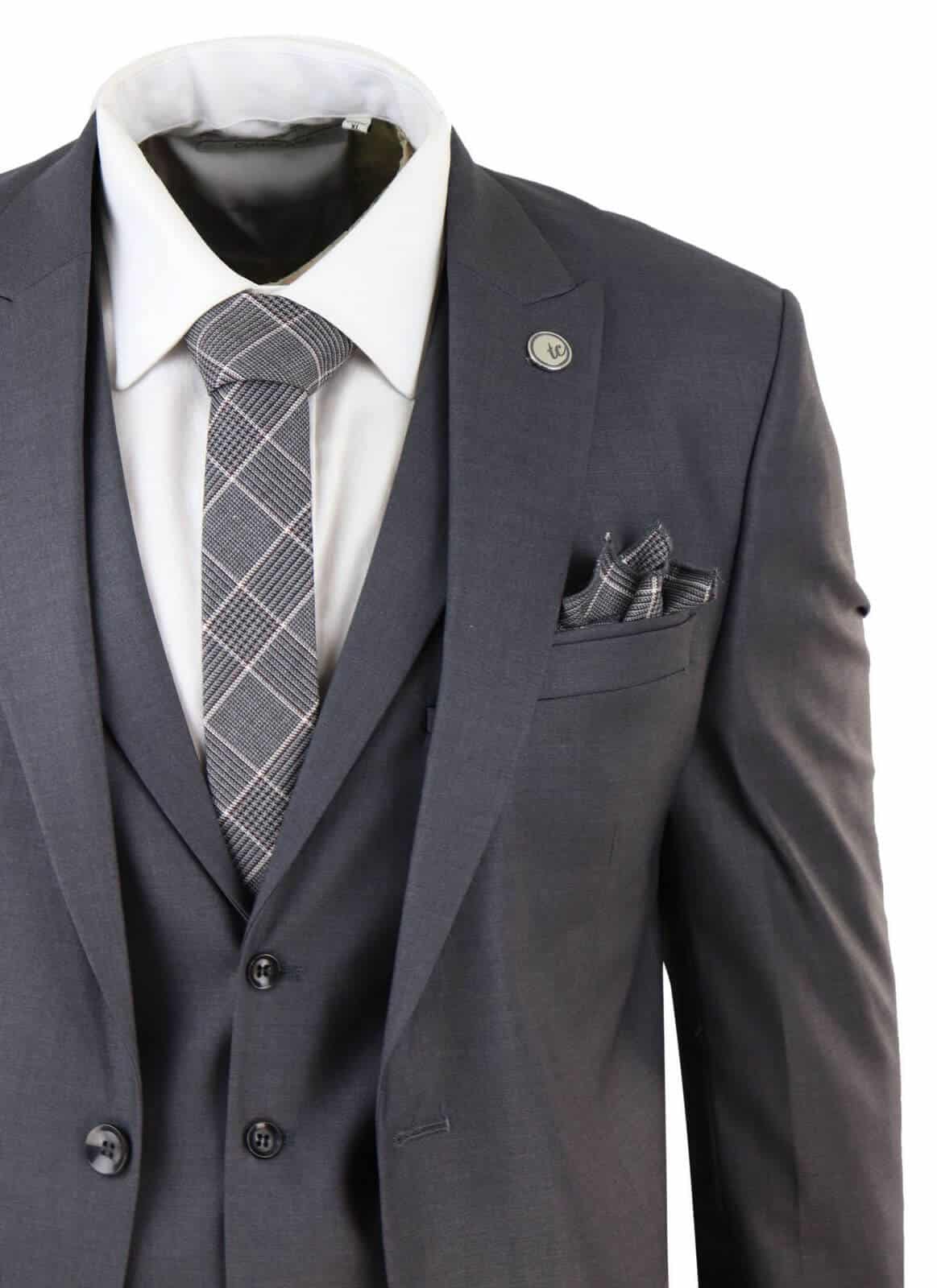 Mens Dark Grey 3 Piece Suit: Buy Online - Happy Gentleman