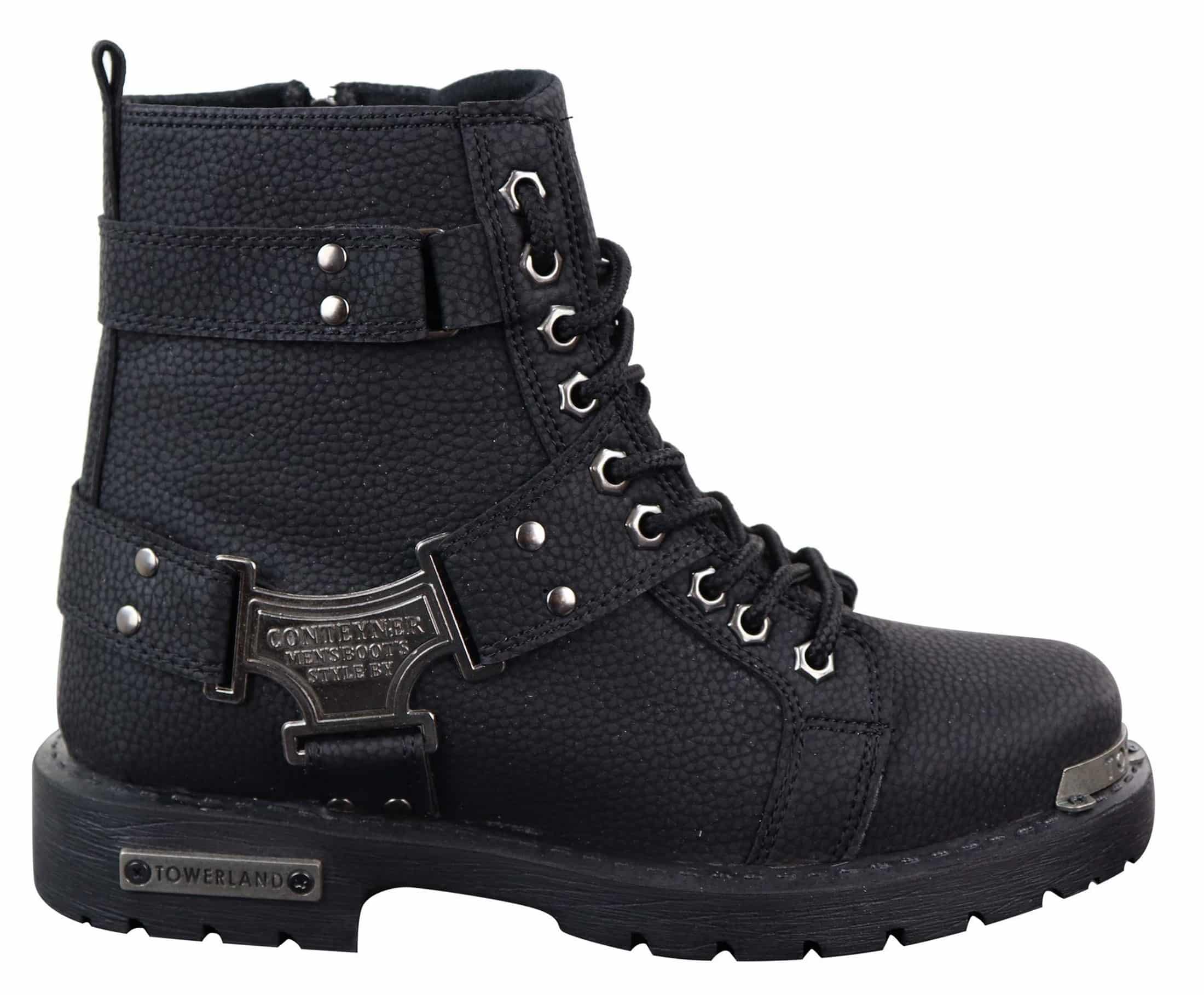 Mens Black Rugged PU Leather Boots: Buy Online - Happy Gentleman