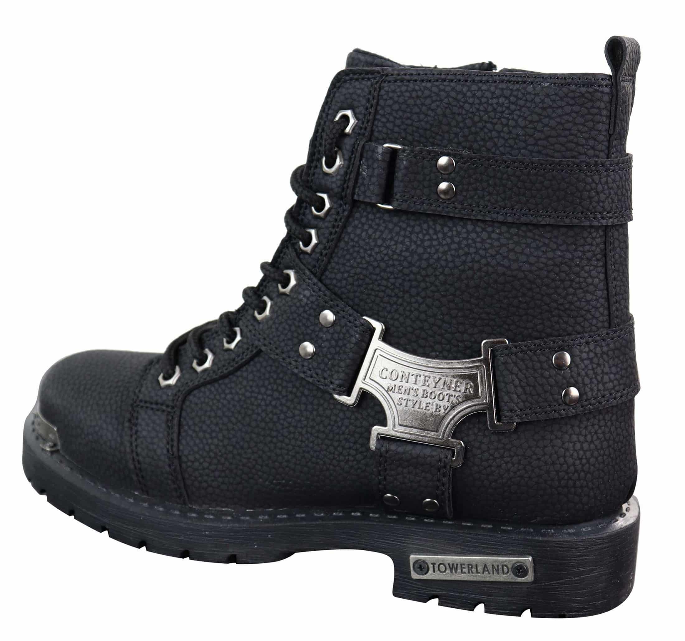 Mens Black Rugged PU Leather Boots: Buy Online - Happy Gentleman