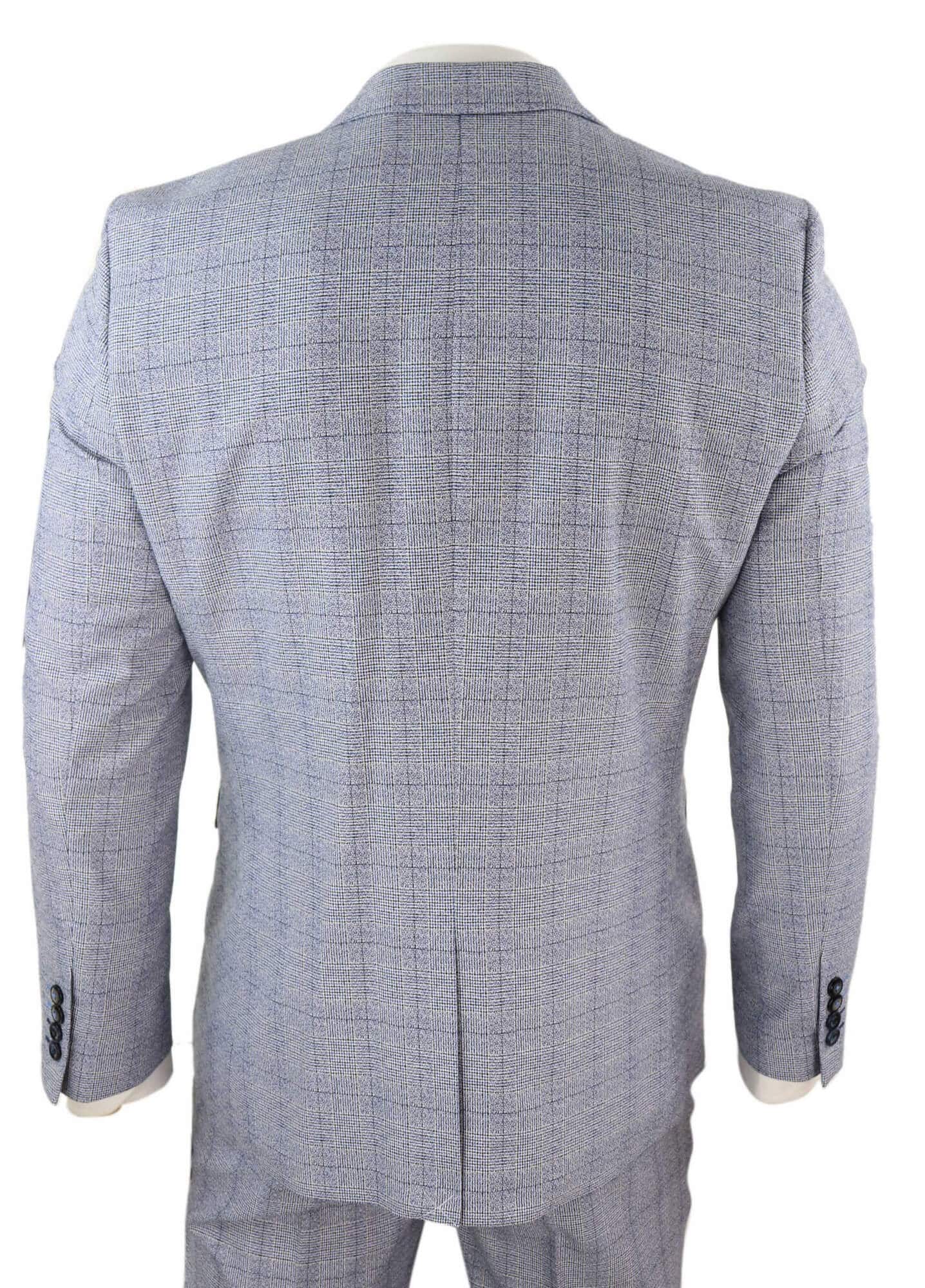 Mens Light Blue Check Suit | Happy Gentleman