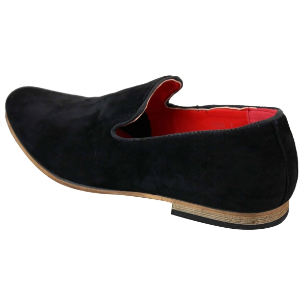 Mens Suede Leather PU Slip On Shoes Loafers Black Smart Casual