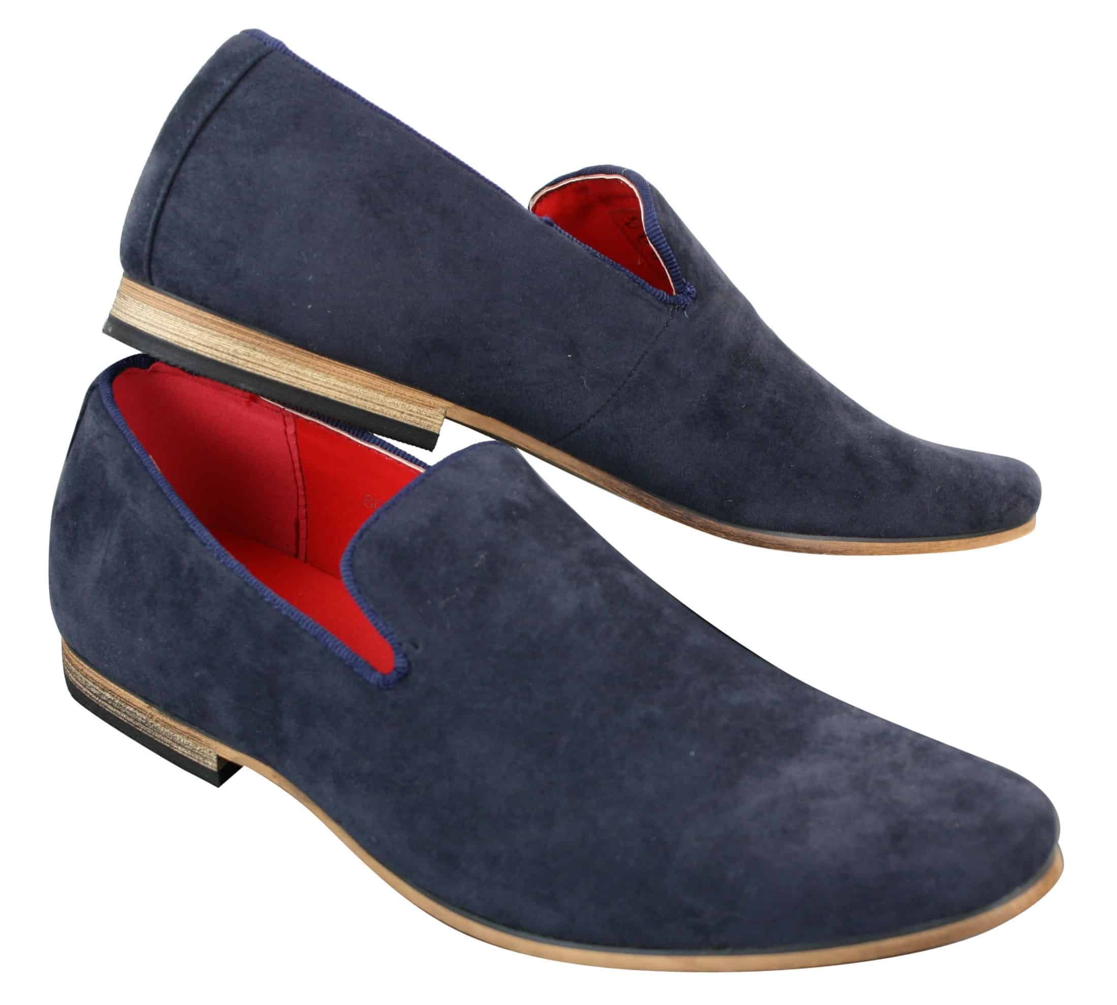 Mens Suede Leather PU Slip On Shoes Loafers Blue Smart Casua: Buy