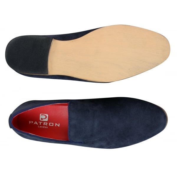 Mens Suede Leather PU Slip On Shoes Loafers Blue Smart Casua