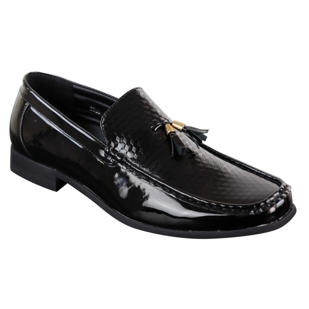 Mens Black Patent Slip-on Tassle Shoes: Buy Online - Happy Gentleman