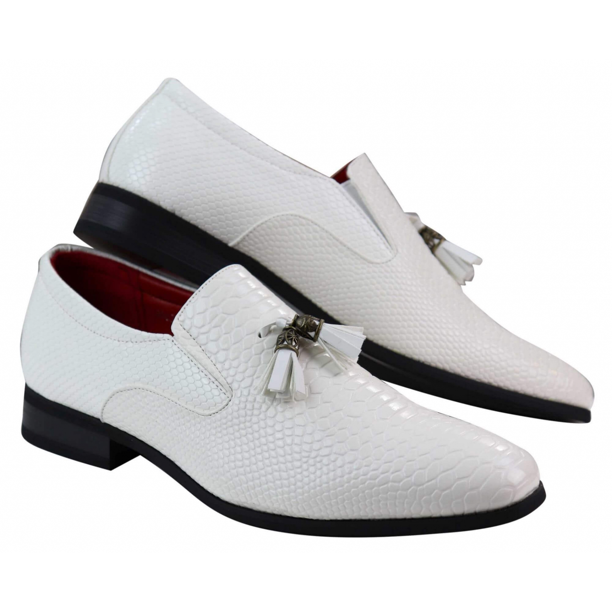 Mens White Snake Skin Style PU Leather Shoes: Buy Online - Happy ...