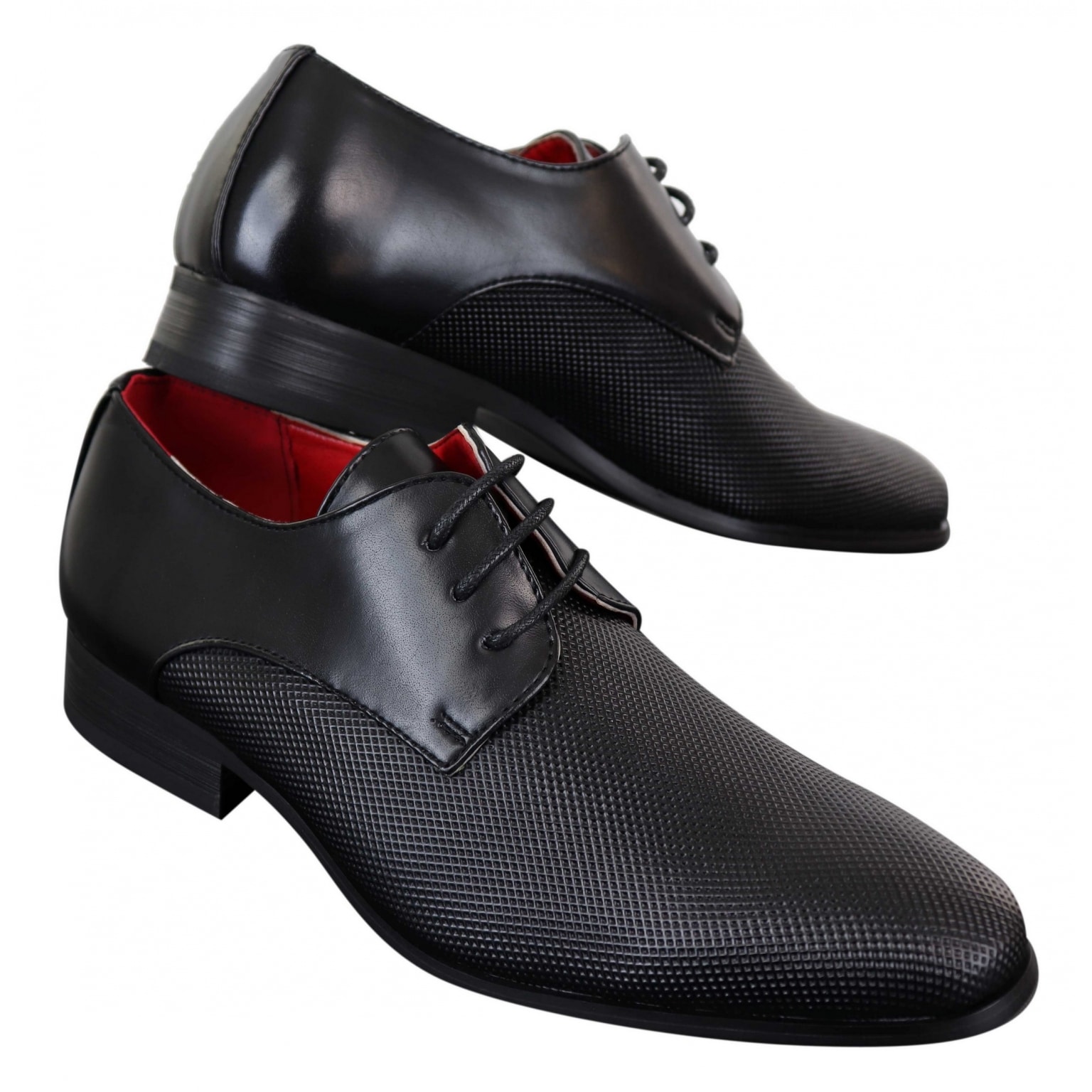 Men's Black Laced Faux Leather Shoes: Buy Online - Happy Gentleman ...