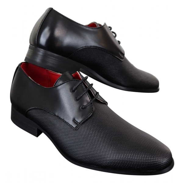 Men's Black Laced Faux Leather Shoes: Buy Online - Happy Gentleman