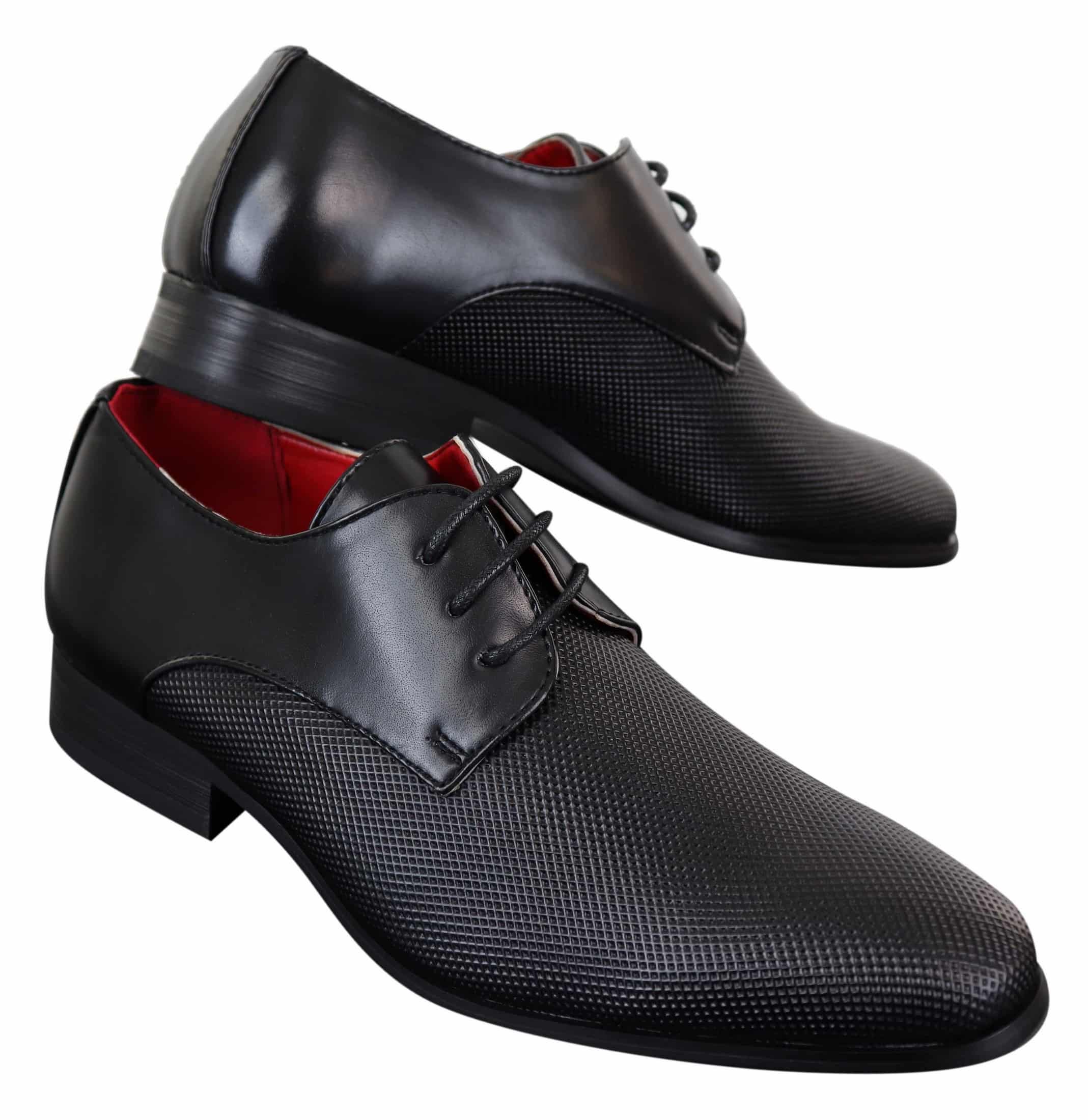 Men's Black Laced Faux Leather Shoes 